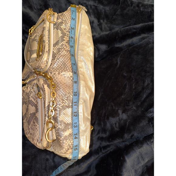 VINTAGE ONE OF A KIND JIMMY CHOO LARGE PYTHON & LEATHER BAG -TONS OF POCKETS! - Picture 6 of 13